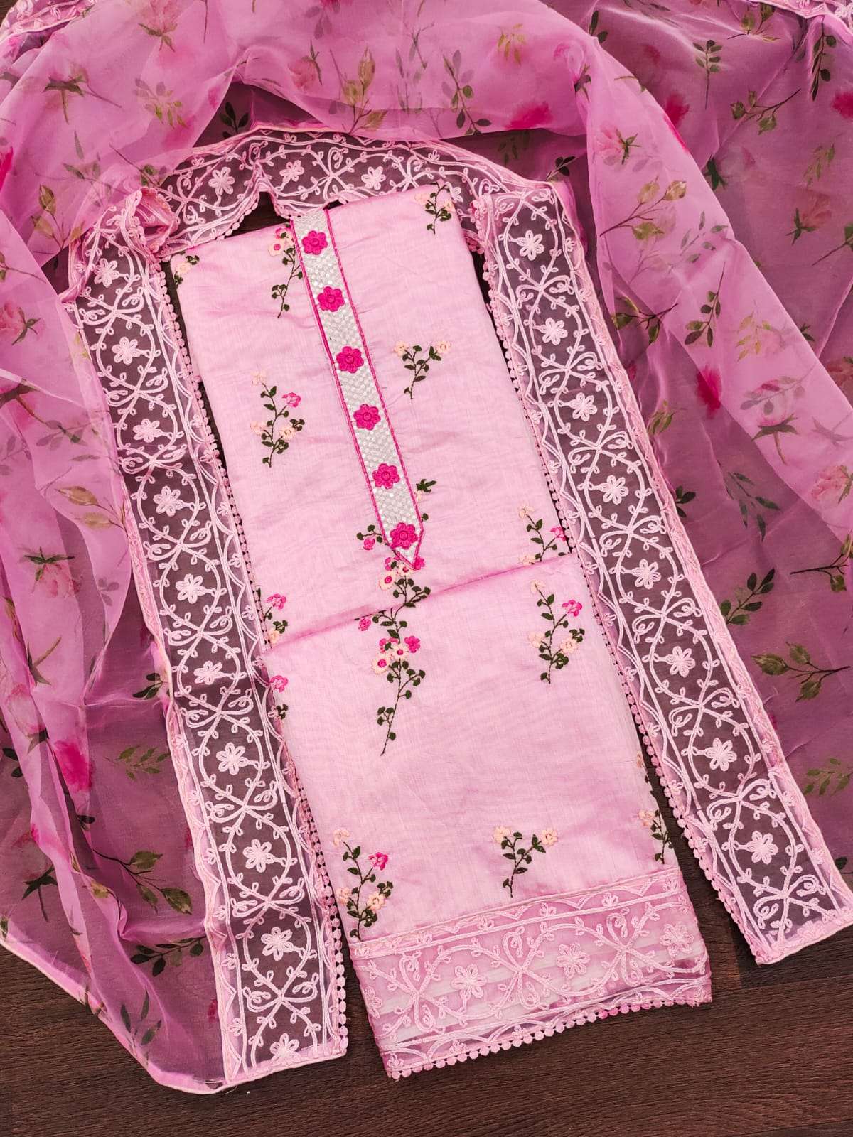 saachi designer chanderi cotton embroidery suit 
