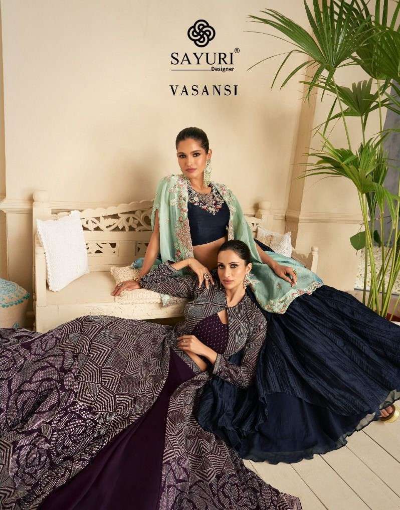 sayuri designer vasansi series 5286-5288 silk real georgette gown