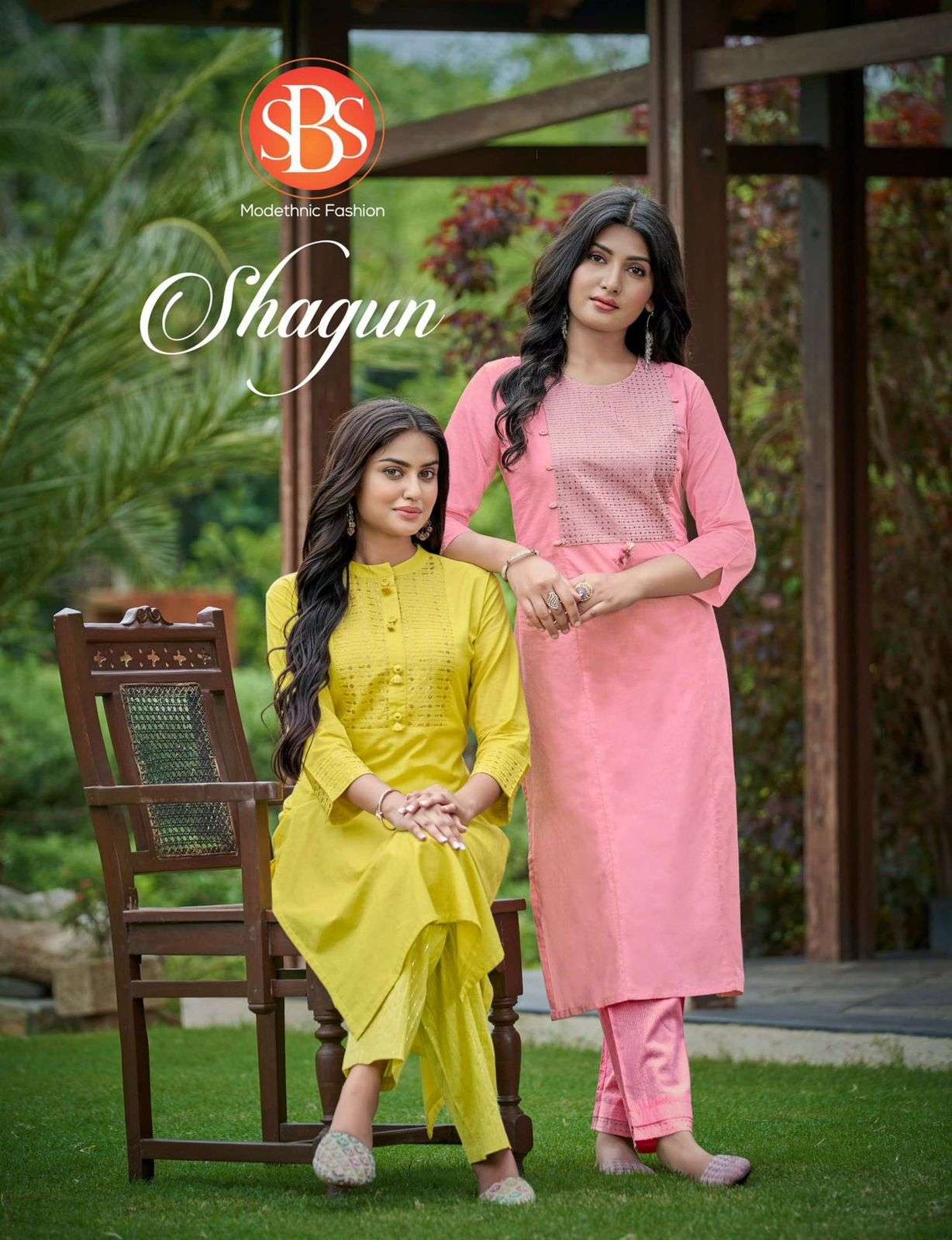 sbs shagun series 3551-3555 cotton sequence work kurti 