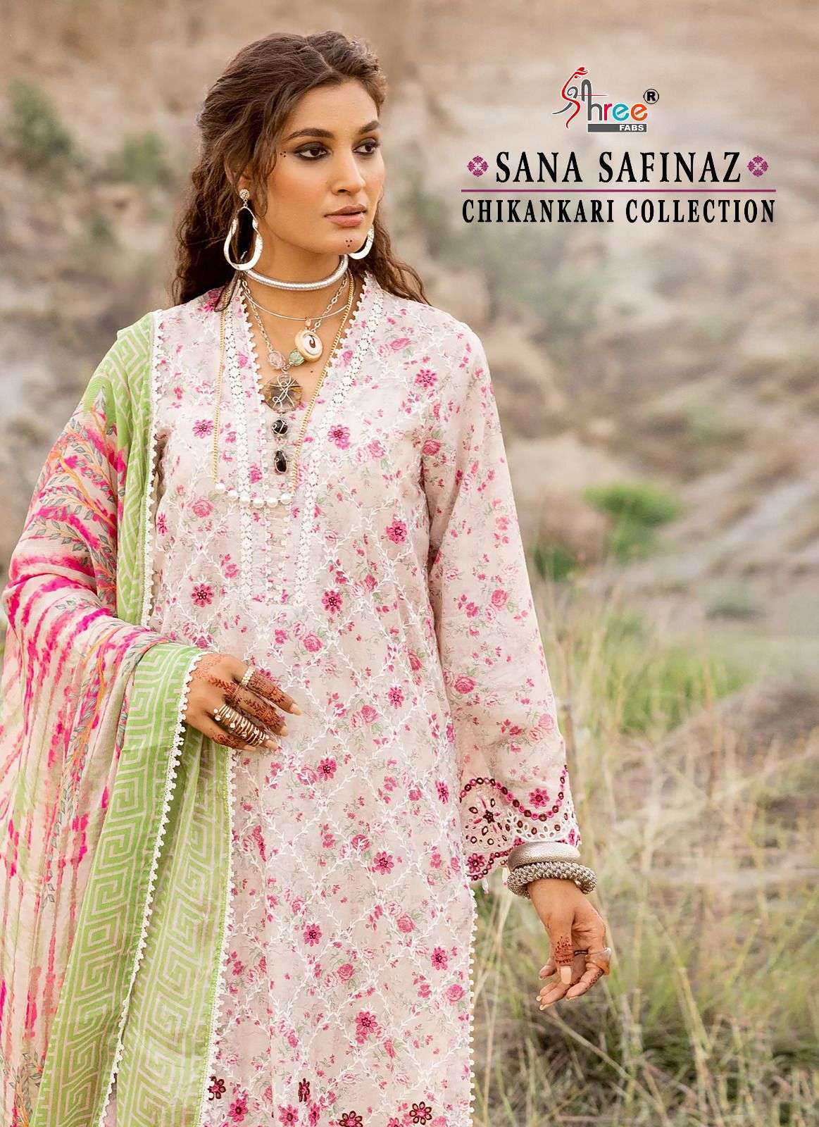 shree fab sana safinaz chikankari collection series 3227-3232 pure lawn cotton suit