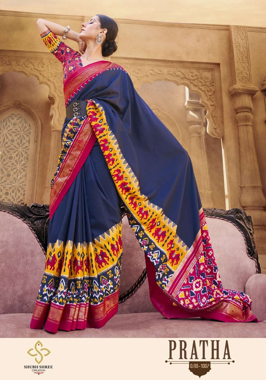 shubh shree creation pratha series 1001-1009 velvet tussar silk saree
