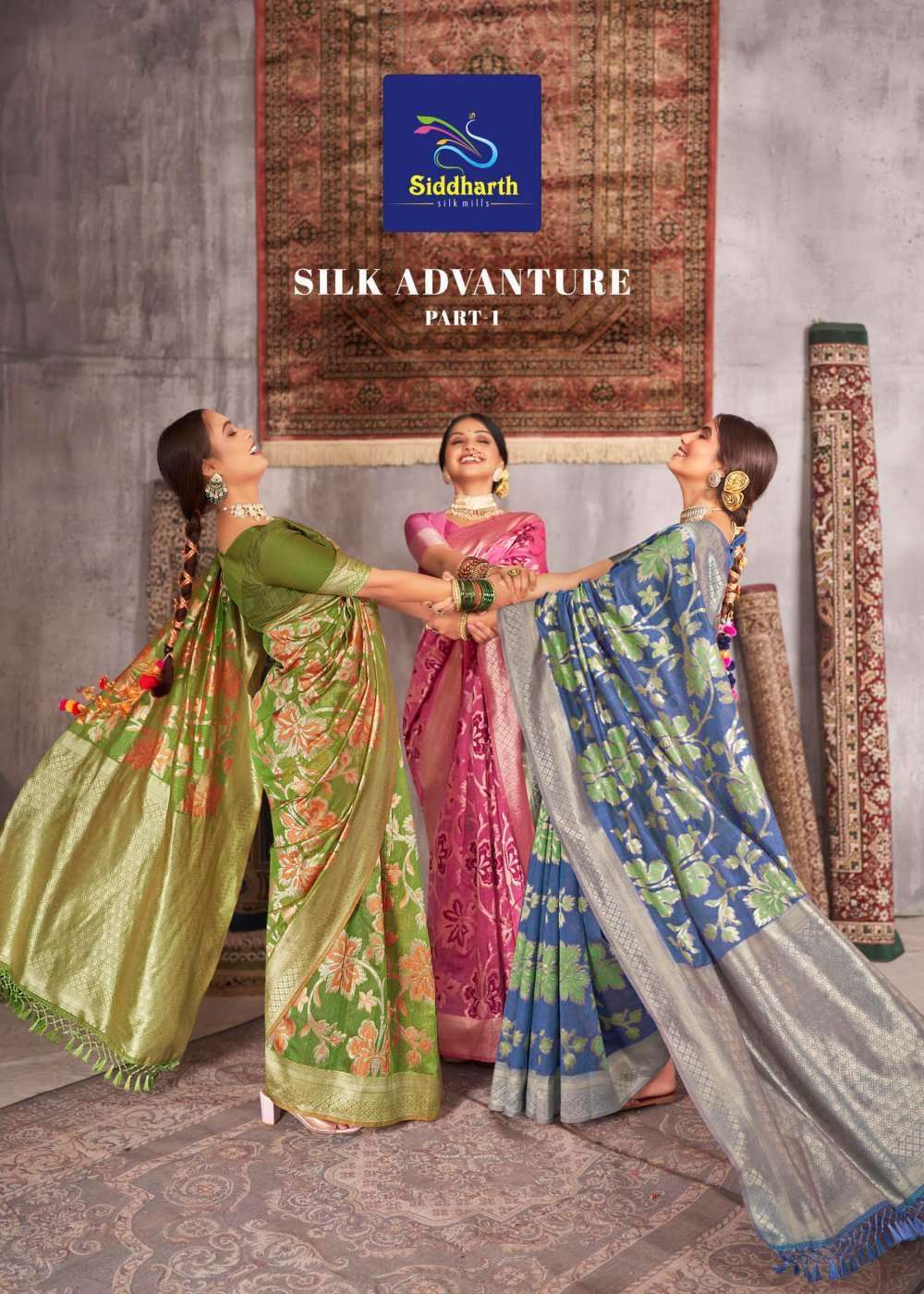 siddharth silk mills silk advanture series 6001-6006 silk base saree