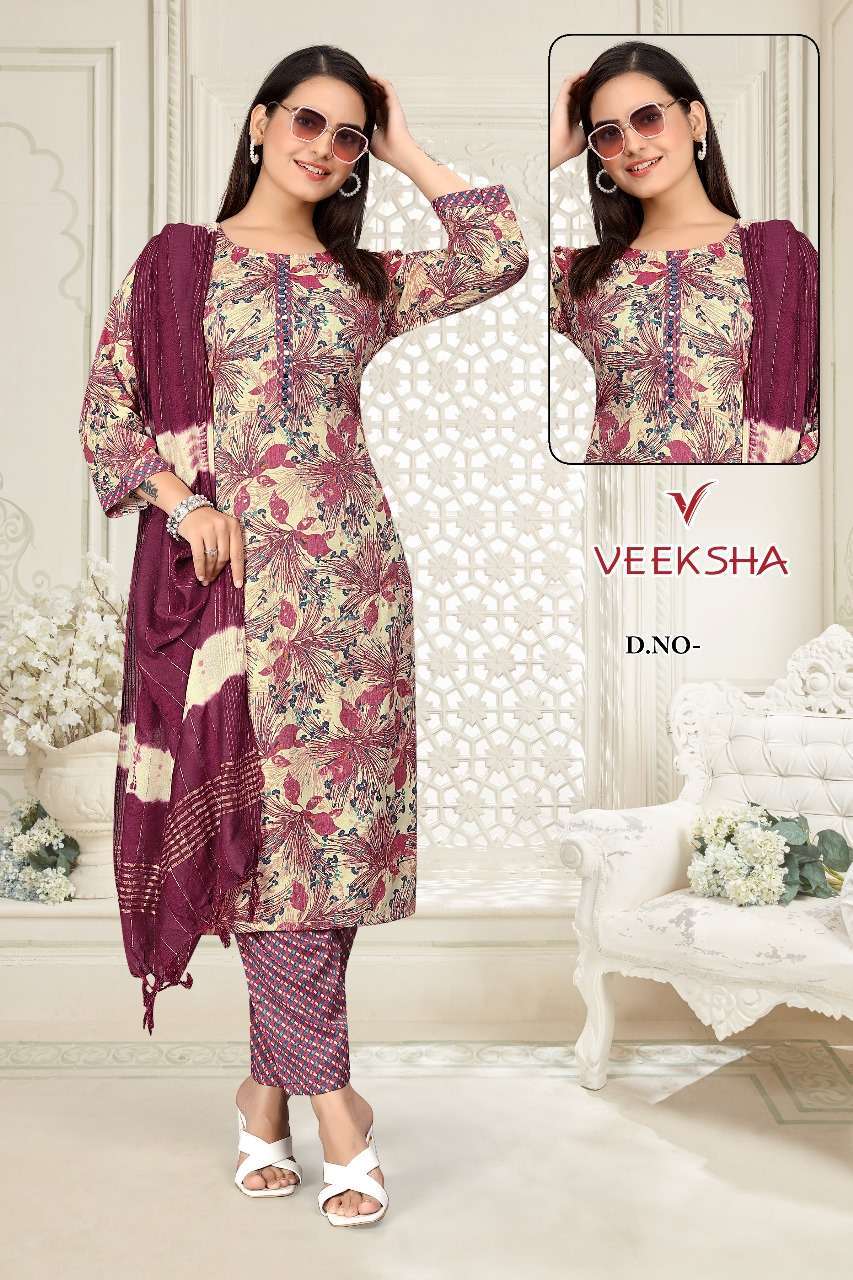 veeksha rani capsule foil print suit