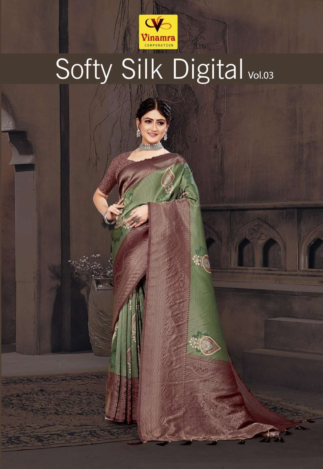 vinamra soft silk digital vol 3 series 2317-2324 soft silk saree