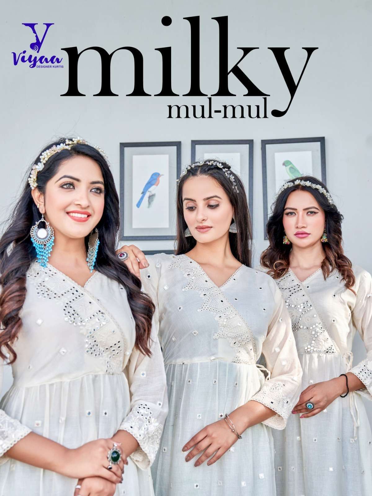 viyaa milky mul mul series 01-06 pure cotton mul kurti 