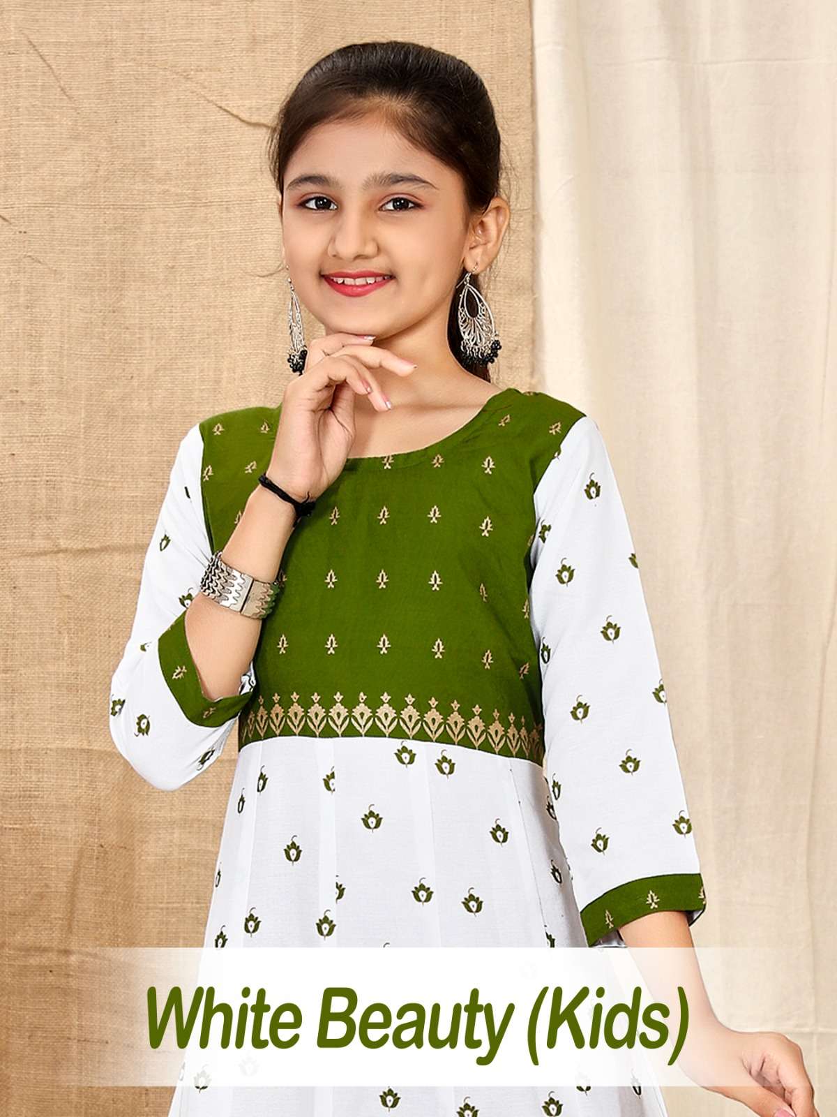 white beauty designer Pure 14kg Rayon kids kurti