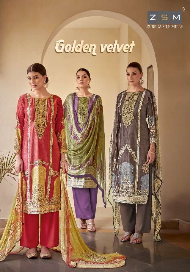 z s m golden velvet series 1001-1004 Original velvet digital print suit