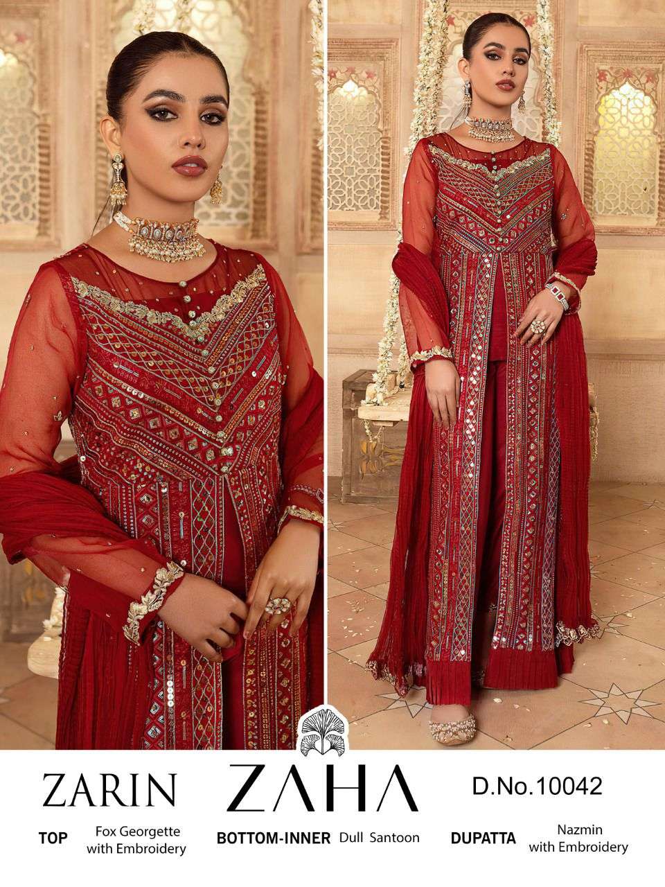 zaha 10042 designer georgette suit