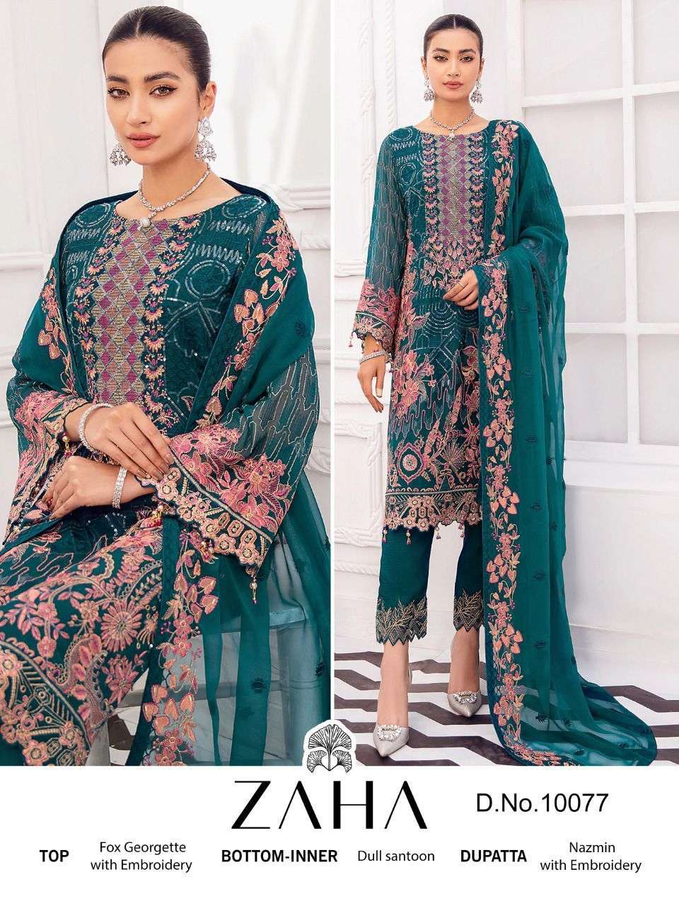 zaha 10077 designer georgette suit 