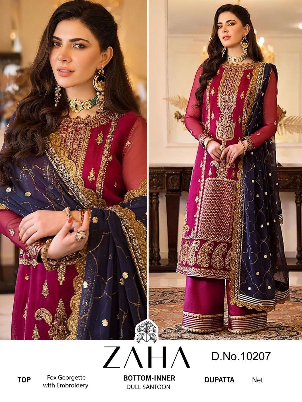 zaha 10207 georgette heavy embroidered suit 