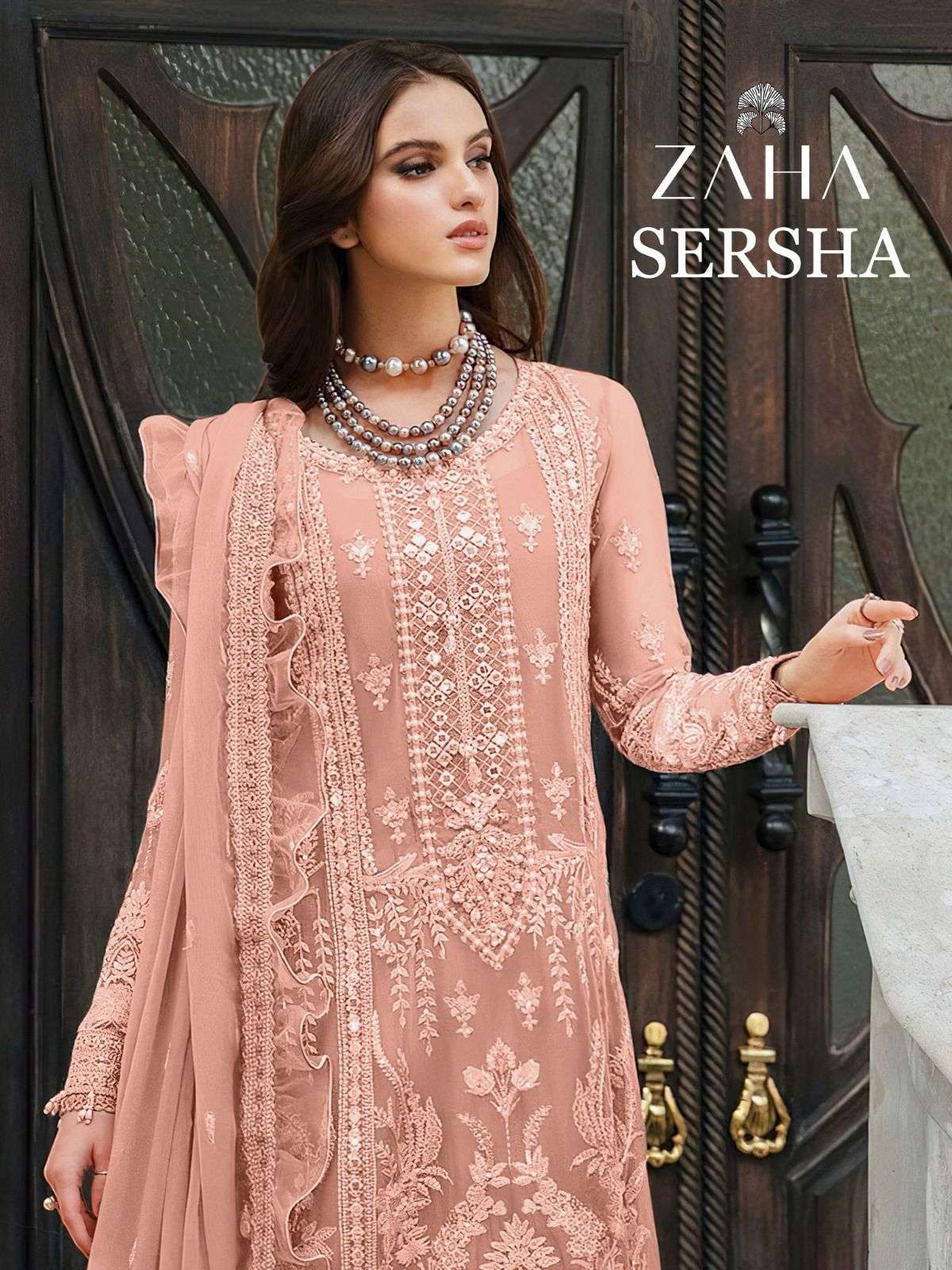 zaha sersha vol 1 series 10196 organza heavy embroidery suit 