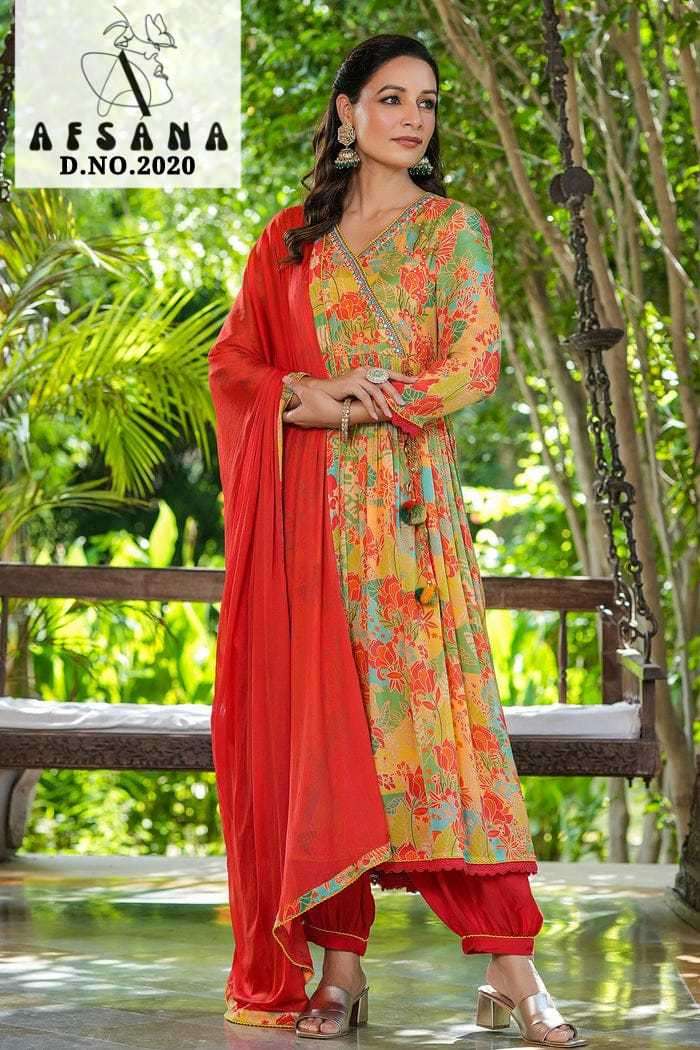 afsana aaliya 2020 beautiful chinon alia cut suit 