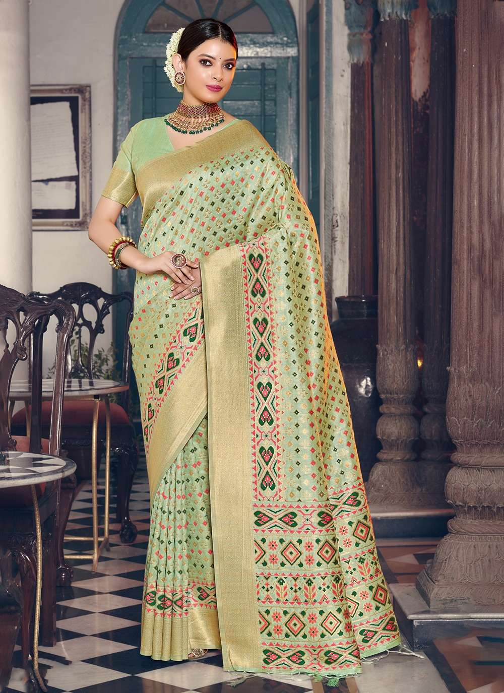 akansha designer patola silk saree