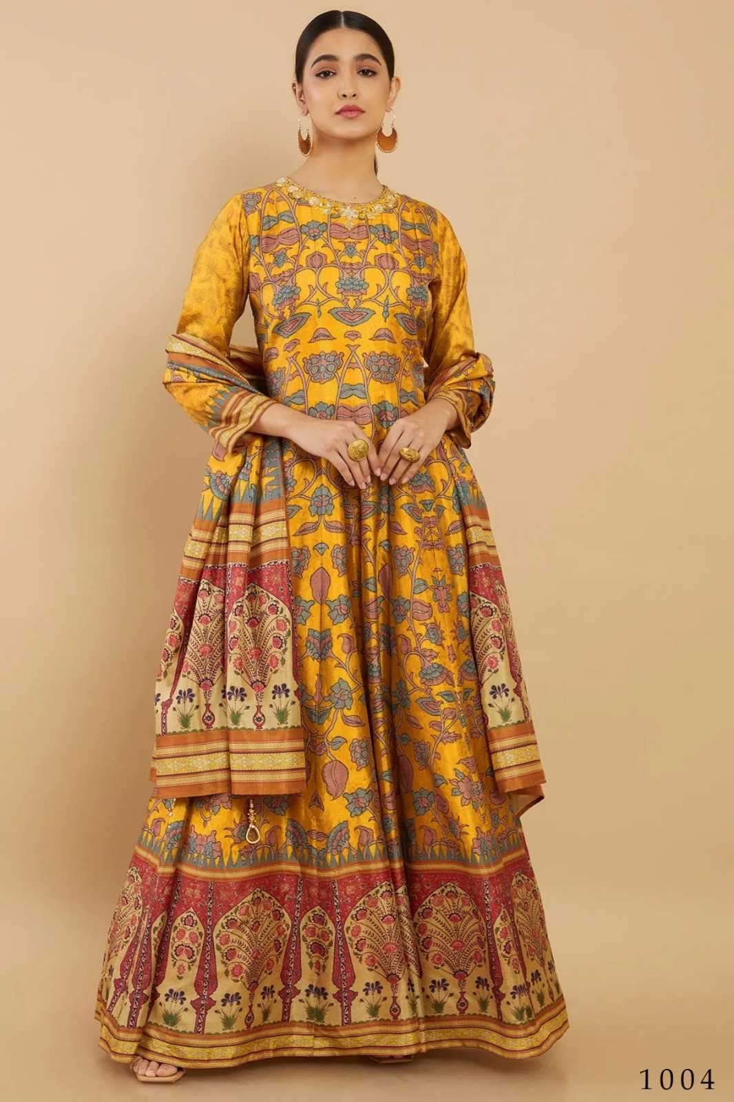 alfaaz kalistha series 1001-1004 Soft Dola Silk gown with dupatta