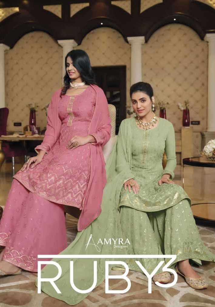 amyra designer ruby vol 3 series 110-113 pure Georgette suit