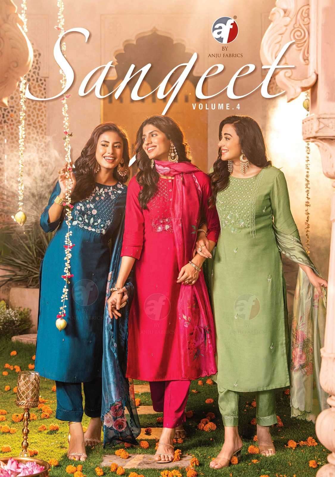 anju fab sangeet vol 4 series 3351-3356 pure viscose modal suit