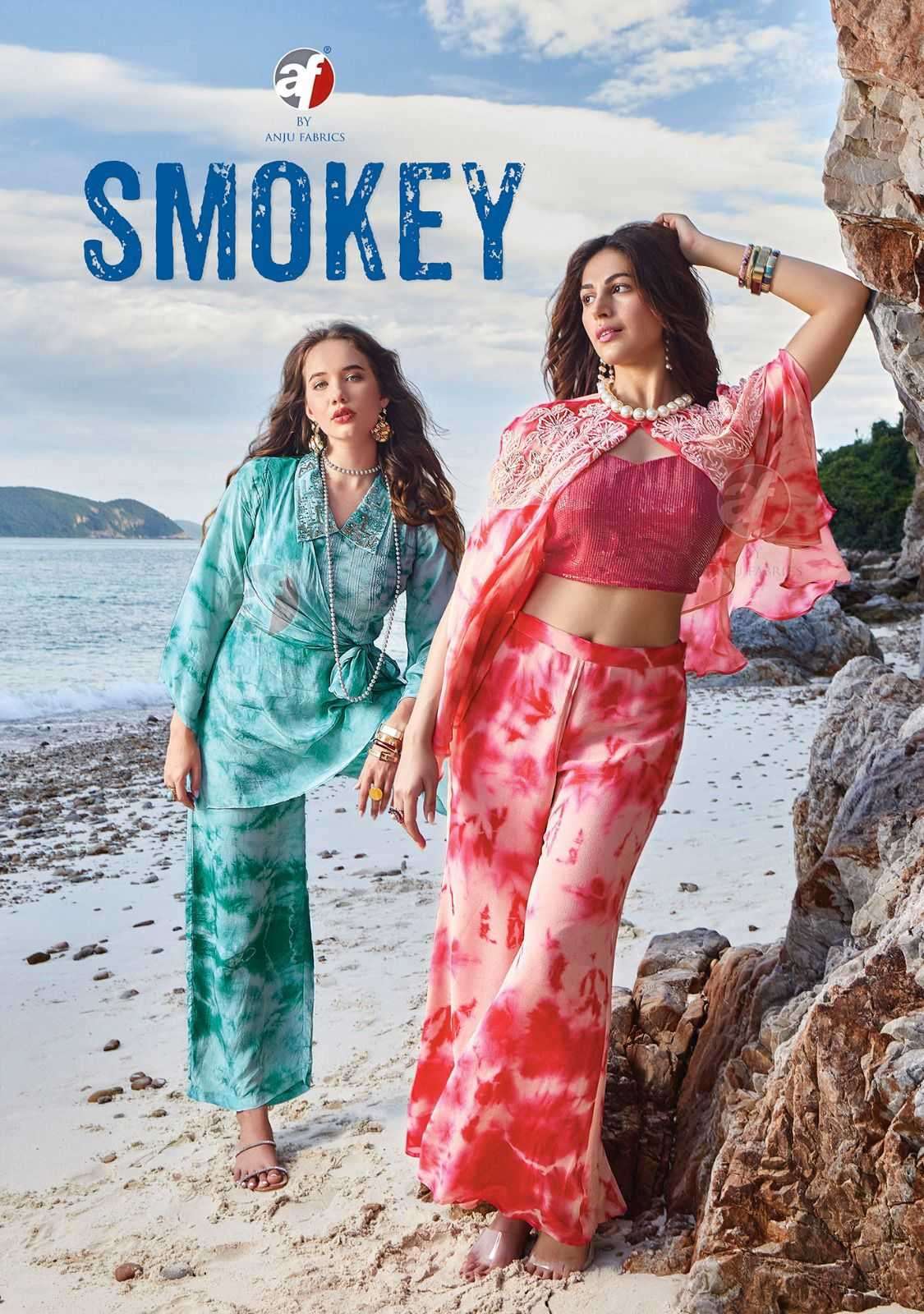 anju fab smokey series 7241-7244 pure georgette co-ord sets