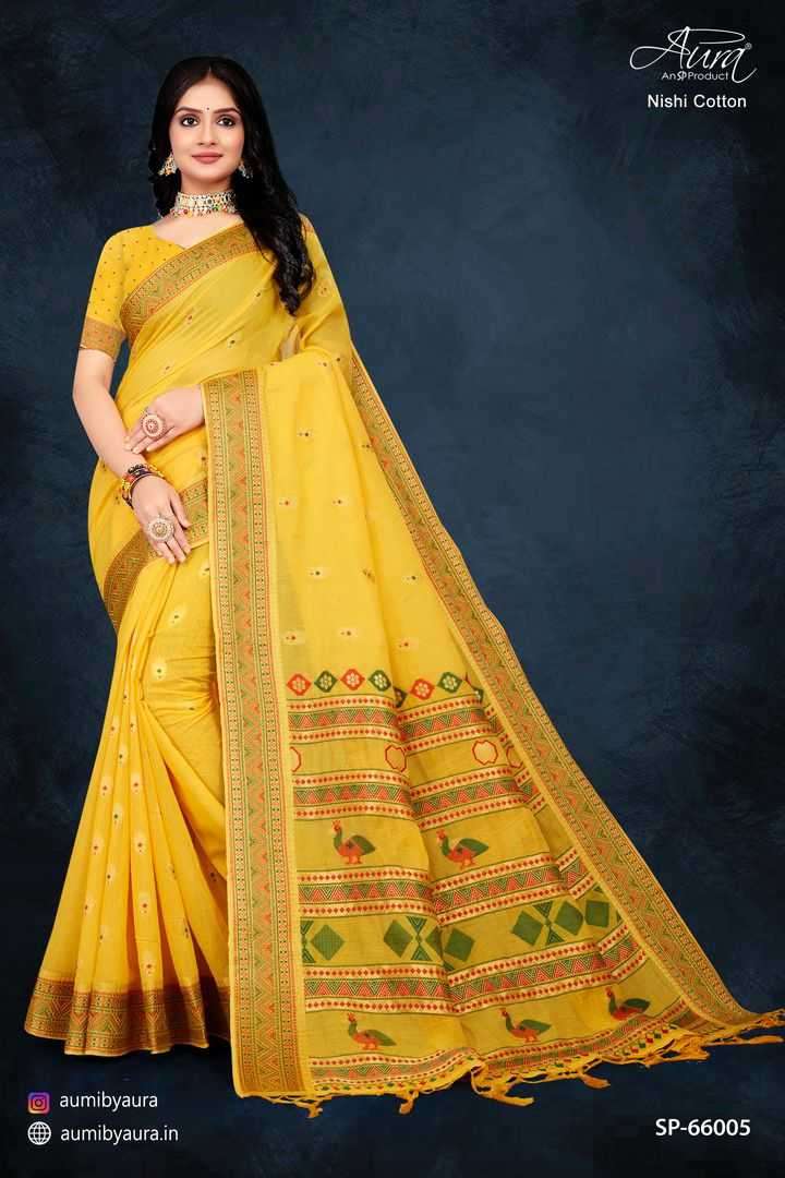 aura nishi series 66001-66006 Soft Cotton saree