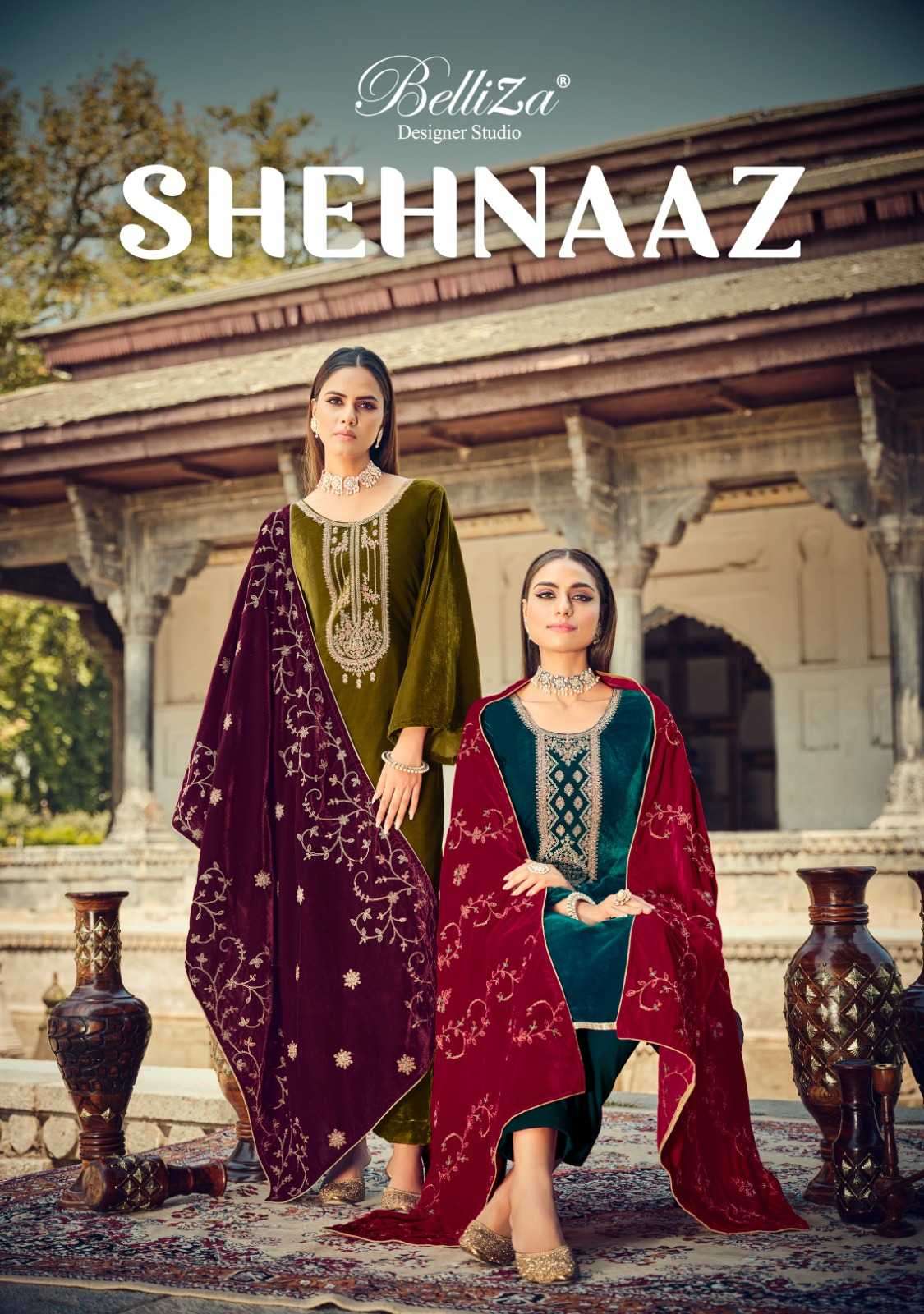 belliza shehnaaz series 833001-833006 pure velvet suit