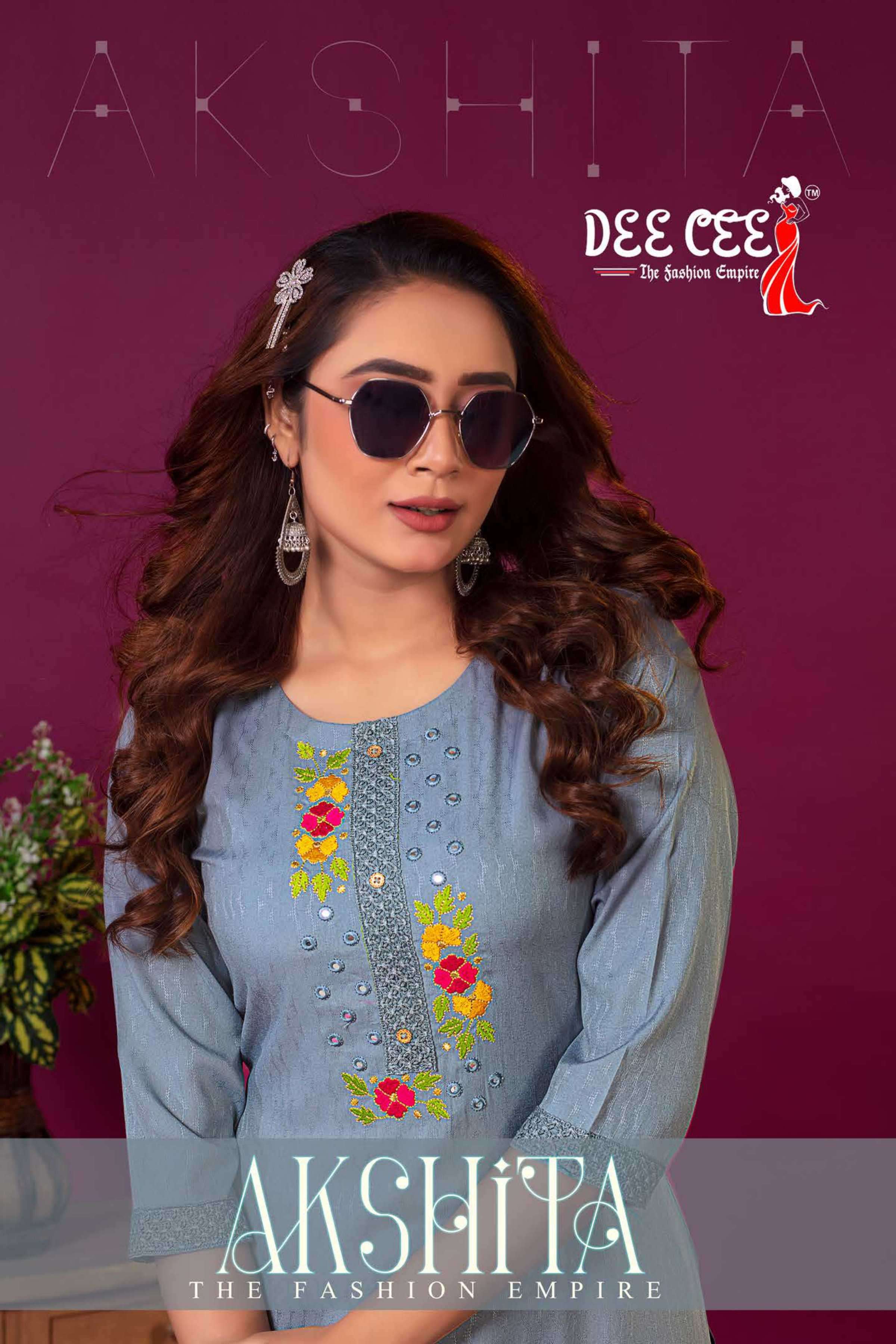 dee cee akshita series 1001-1006 fancy doby kurti