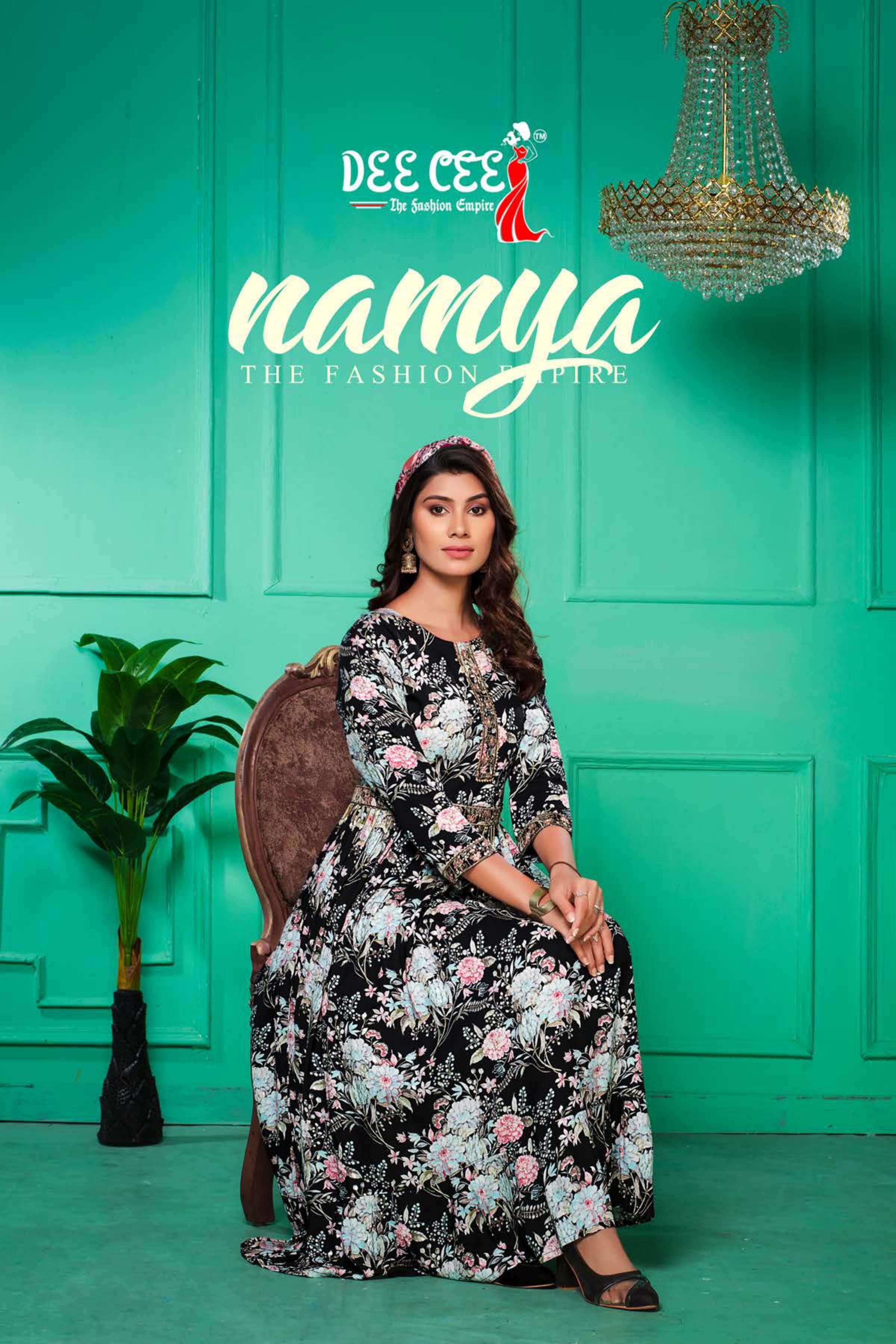 dee cee namya series 101-106 heavy rayon print kurti