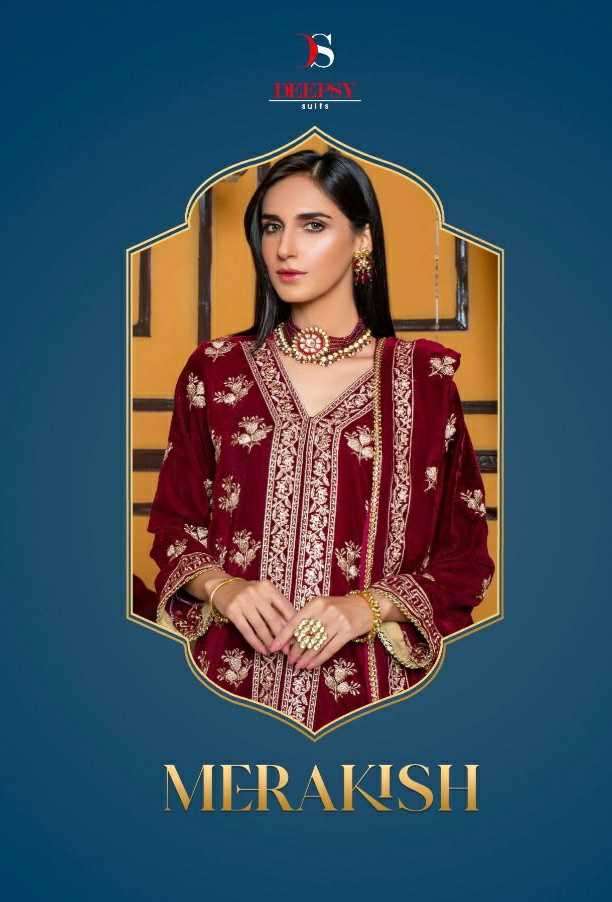 deepsy suits merakish series 1211-1215 Pure velevt with embroidery suit