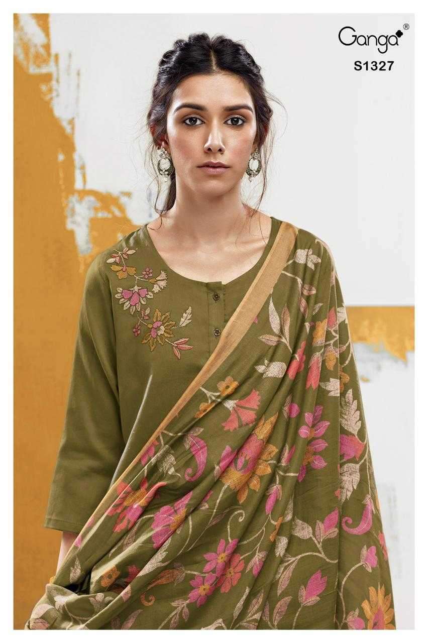 ganga ishana 1327 premium cotton satin suit 