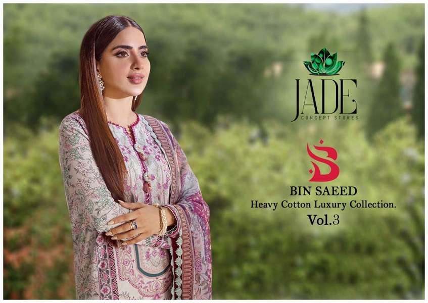 Jade Bin Saeed Vol-3 series 301-306 Heavy Lawn Cotton suit