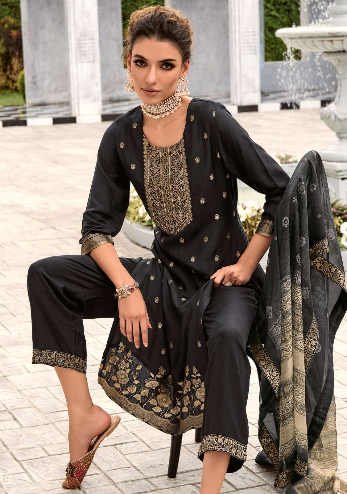 lady leela libaas designer pure viscose jacquard suit