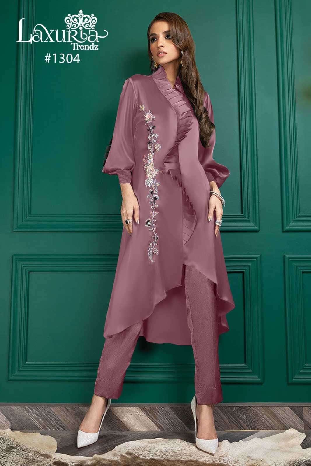 laxuria 1304 BSY Satin  Designer Tunic with Gorgeous Handwork £ sleeves
