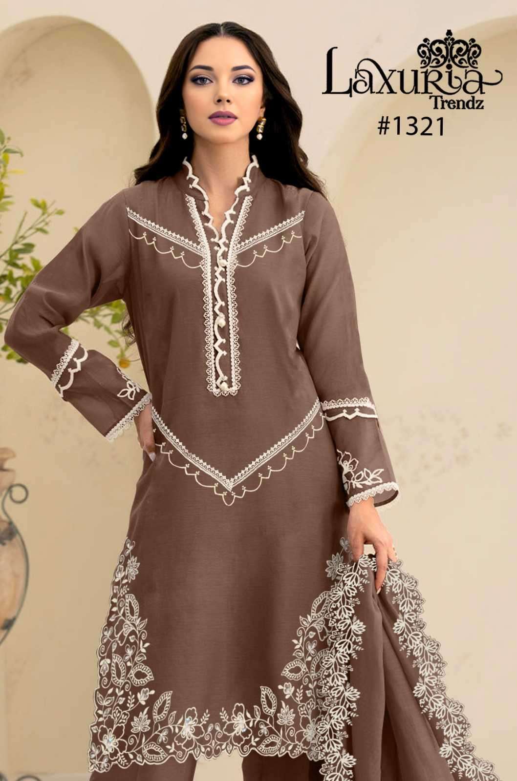 laxuria 1321 Faux Georgette Embroidery Tunic With Hand Work 