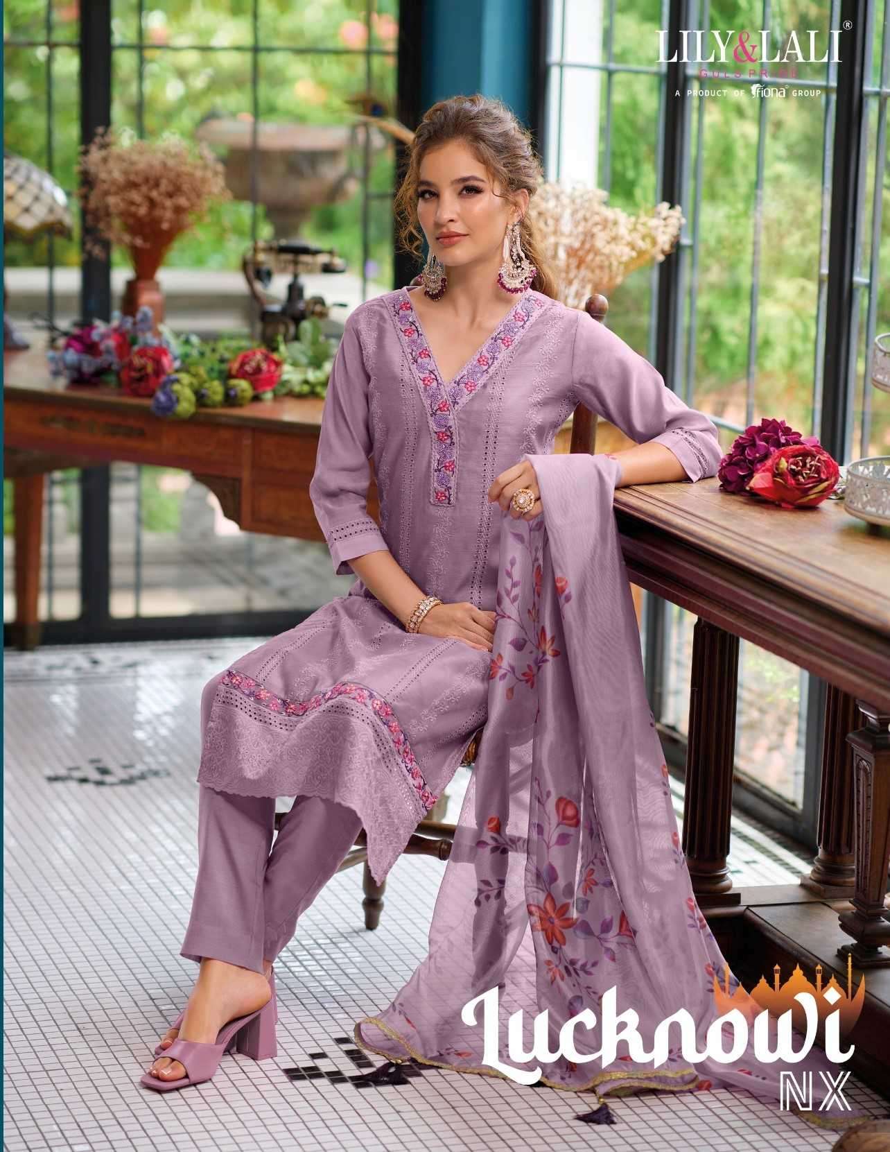 lily and lali lucknowi nx series 13801-13806 chanderi silk suit 