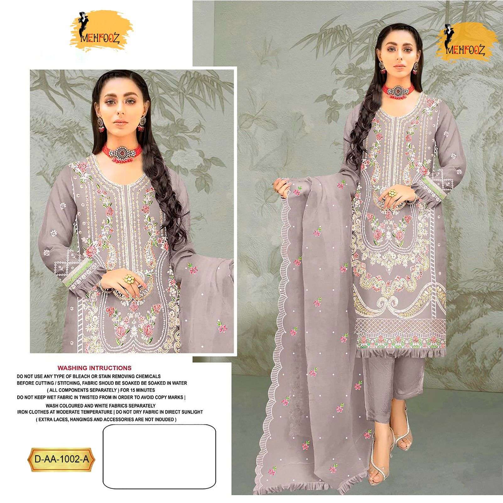 mehfooz designer AA 1002 designer heavy organza suit 