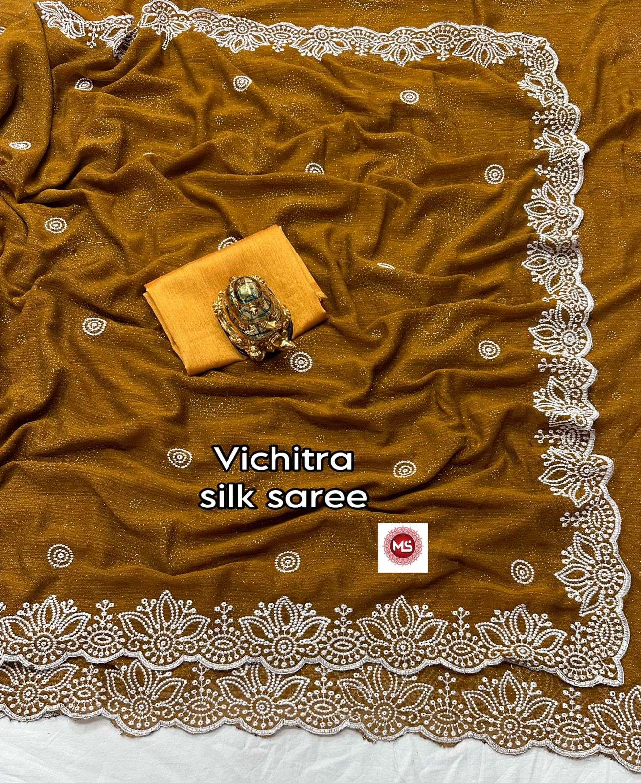 ms brand Traditional  soft vichitra silk saree 