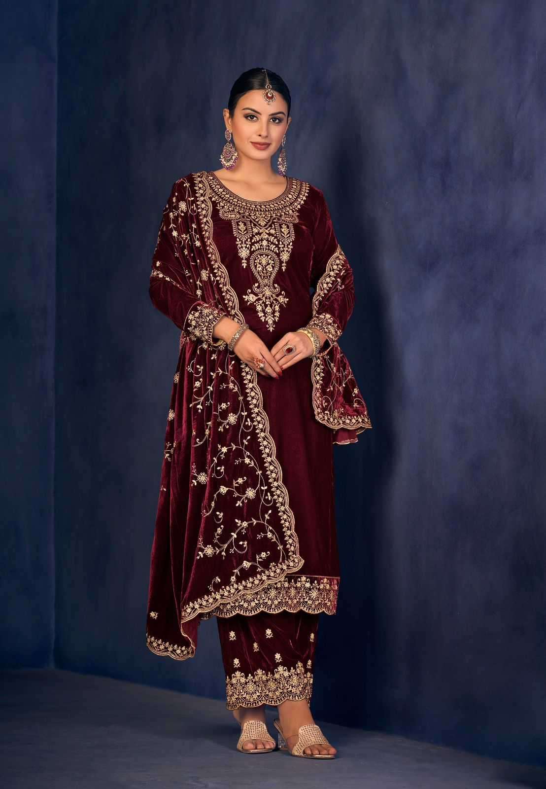 mumtaz arts hasrat series 22001-22004 pure velvet suit 