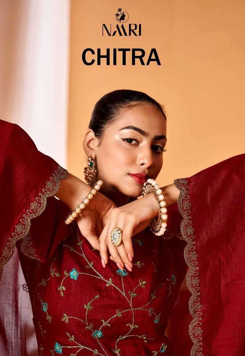 naari chitra series 48001-48004 Vichitra silk kashmiri embro suit