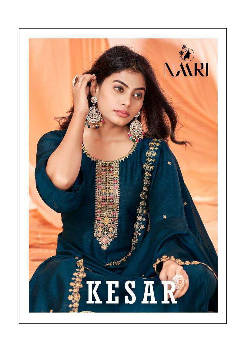 naari kesar series 29001-29004 Vichitra silk embro work suit