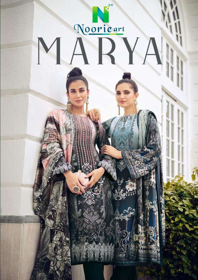 noorie art marya series 1001-1006 pure woolen pashmina suit 