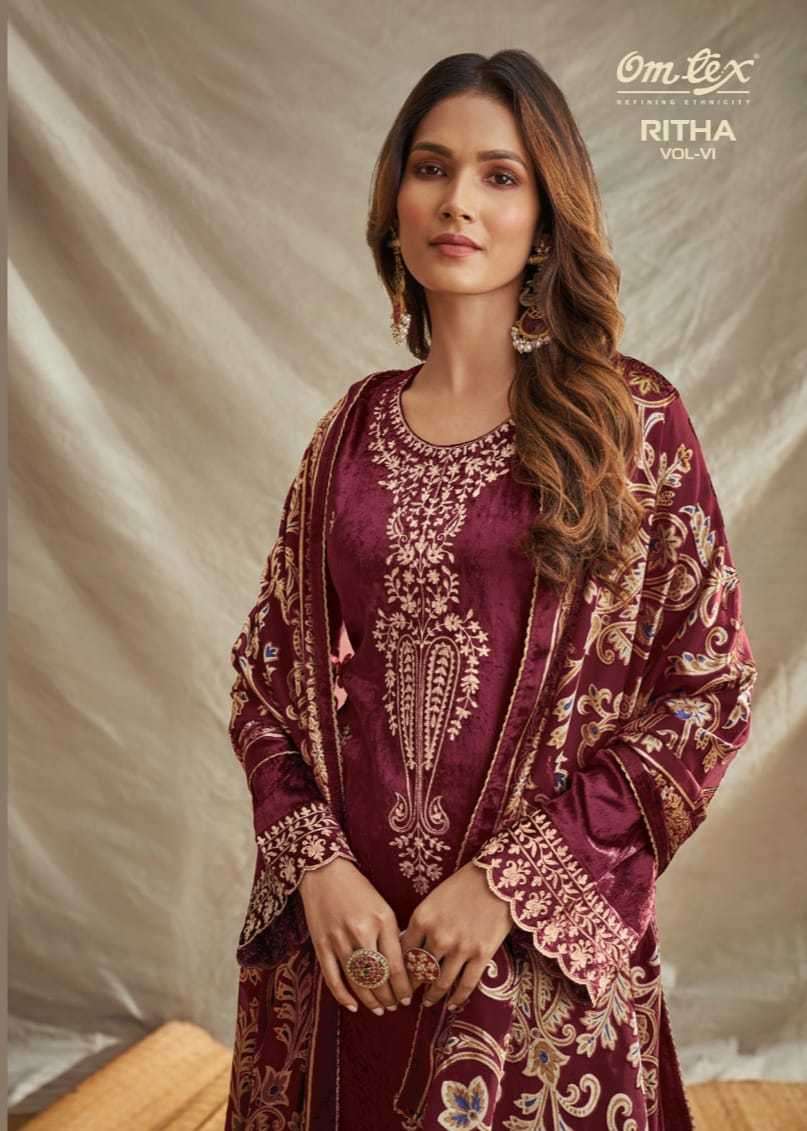 omtex ritha vol 6 series 2851 pure viscose velvet suit