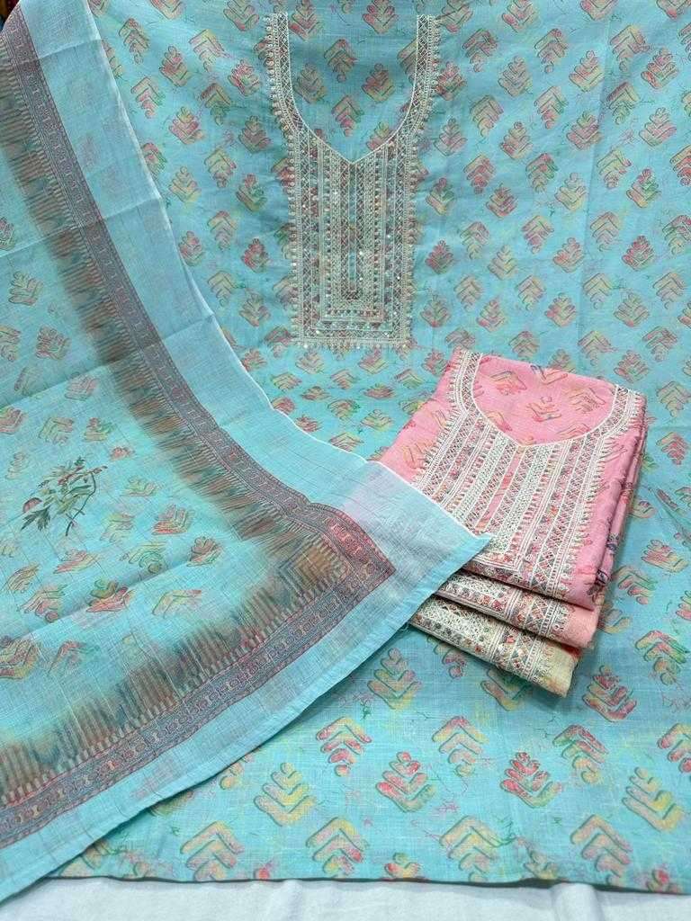 pr 1128 linen to linen digital dupatta Pure rayon suit