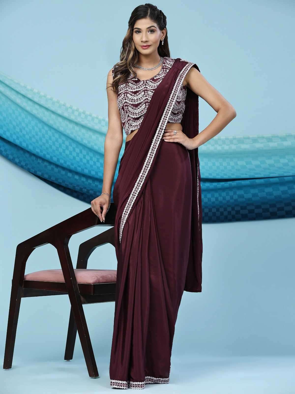 pr 245 embroidery work silk satin saree