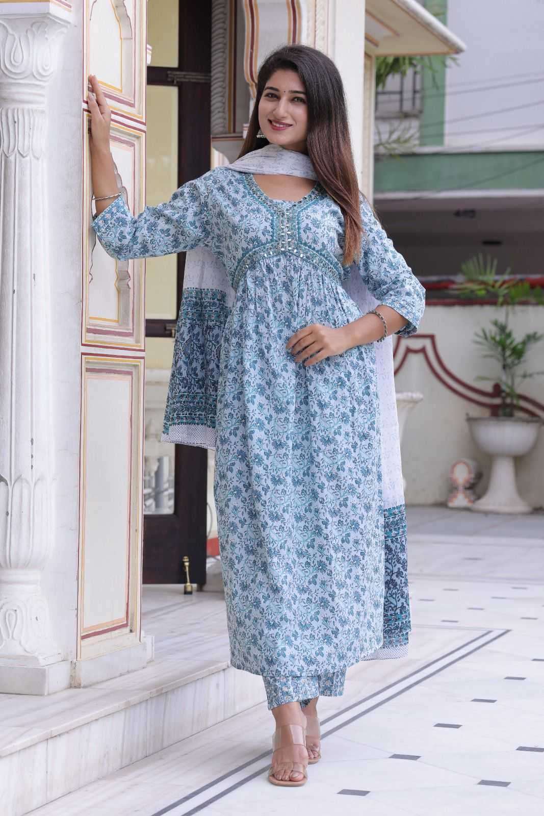 pr cotton block print alia cut 3 pcs Pure Cotton suit