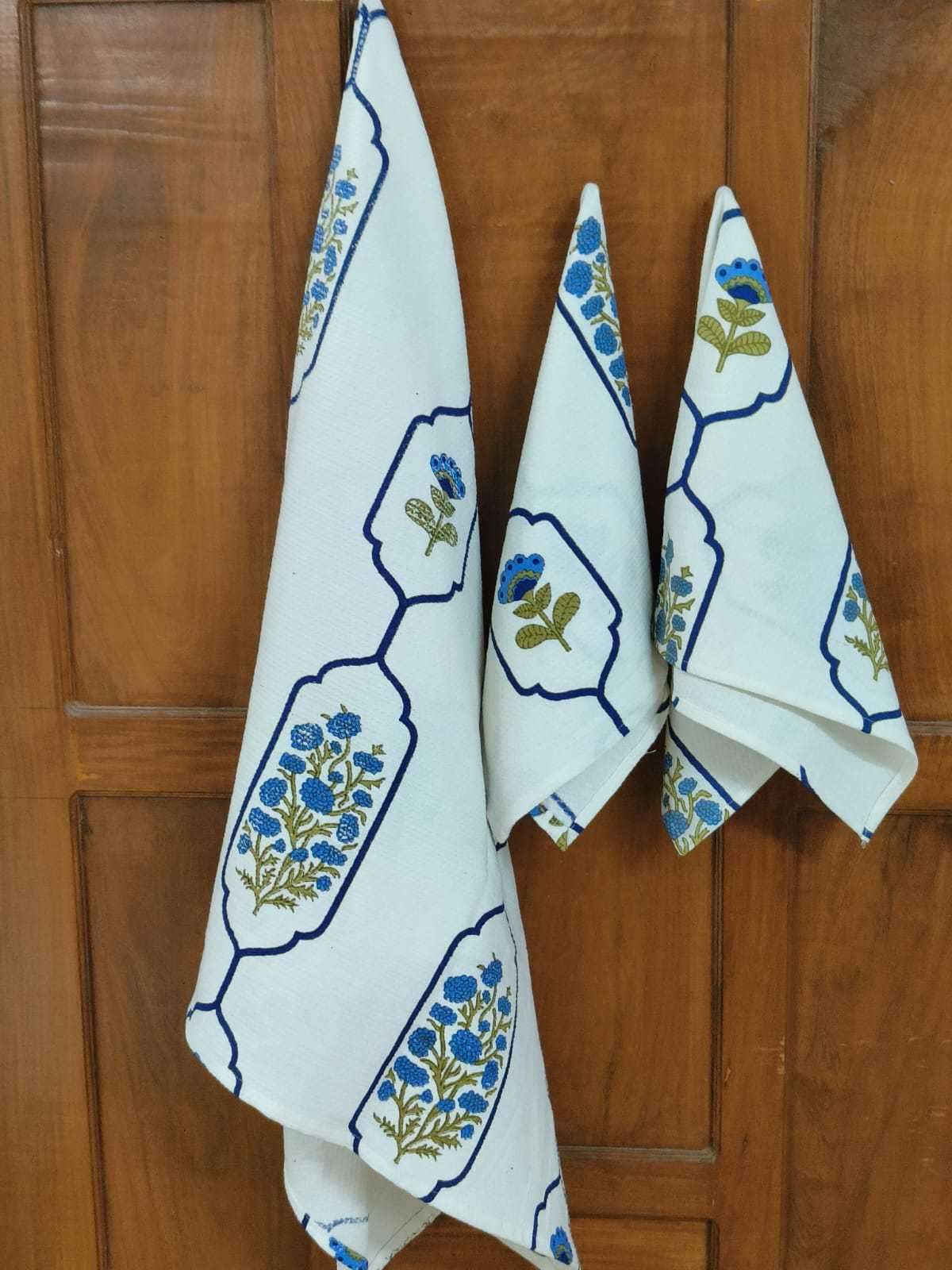 Pr new design in hand block towels cotton 3 pcs set