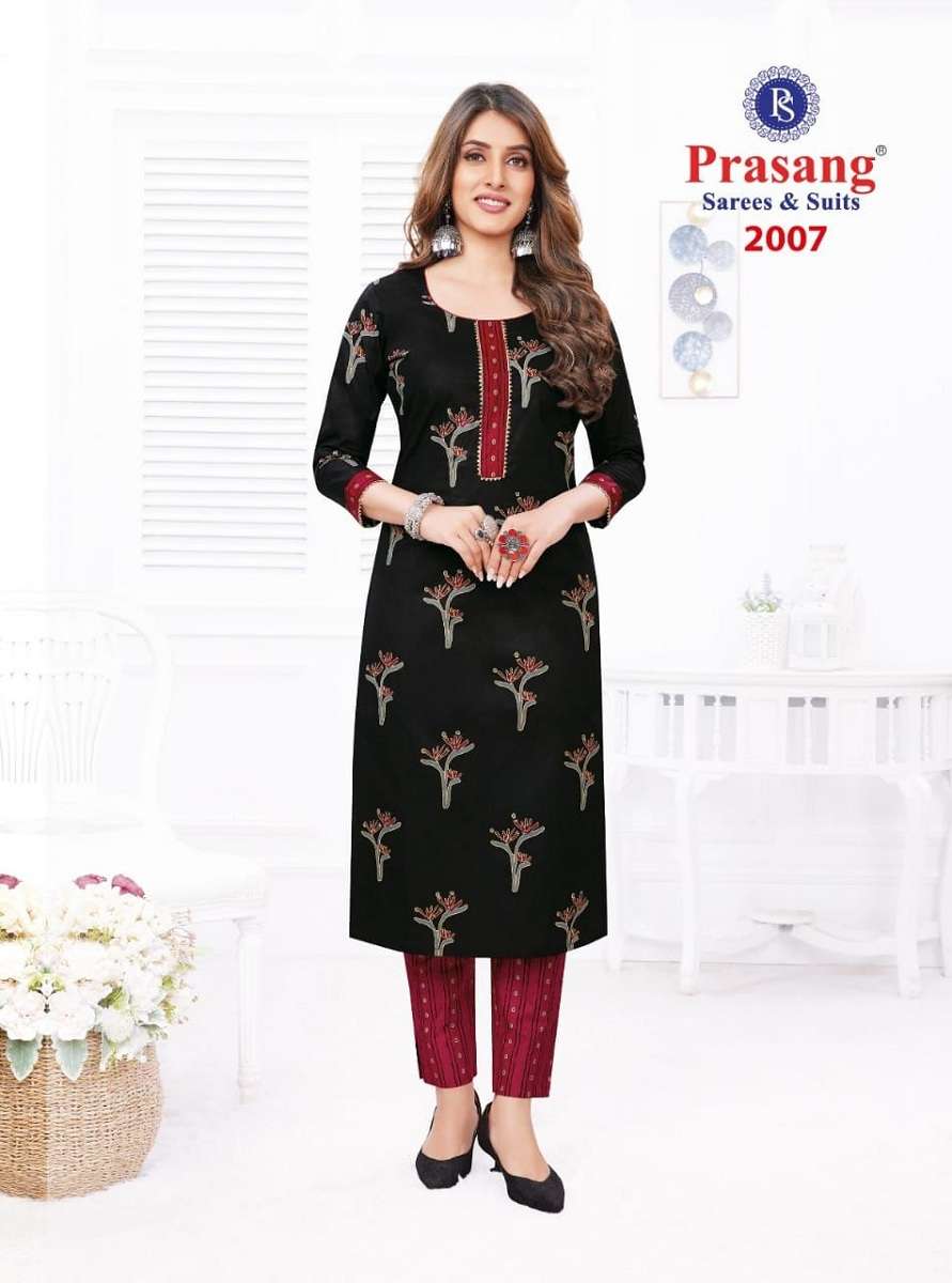 Prasang Alfia Vol-2 series 2001-2010 pure cotton kurti with pant