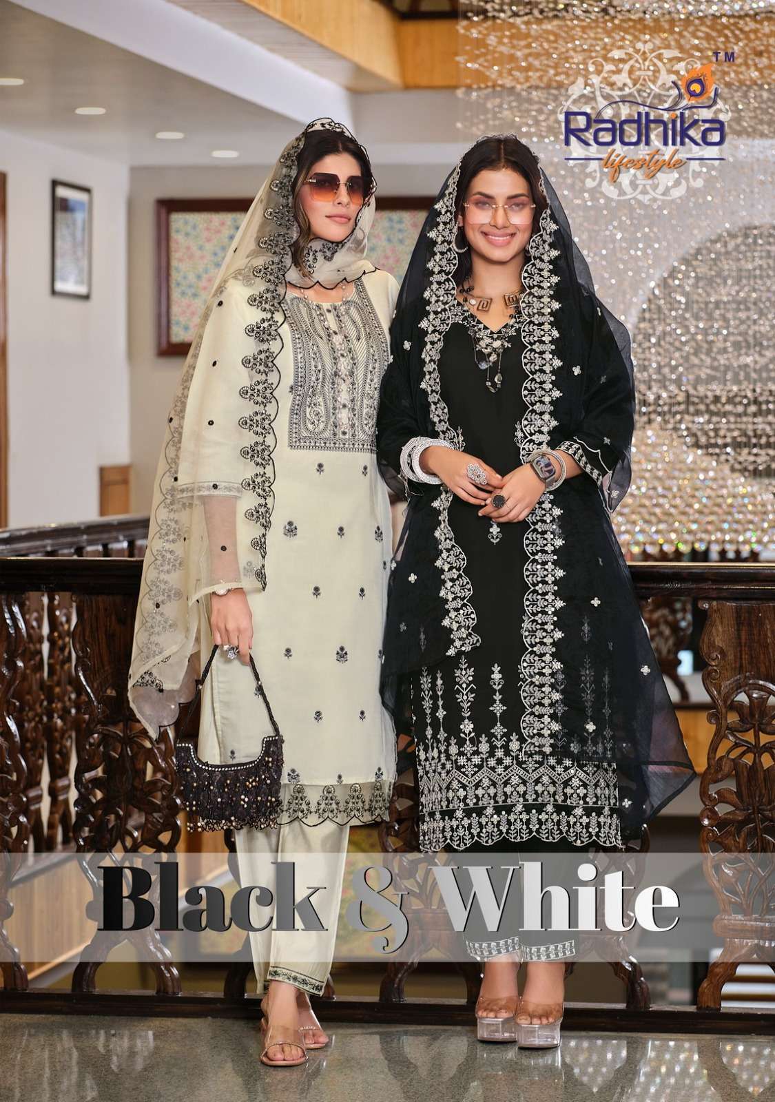 radhika lifestyle black & white vol 1 series 1001-1004 pure roman silk suit 