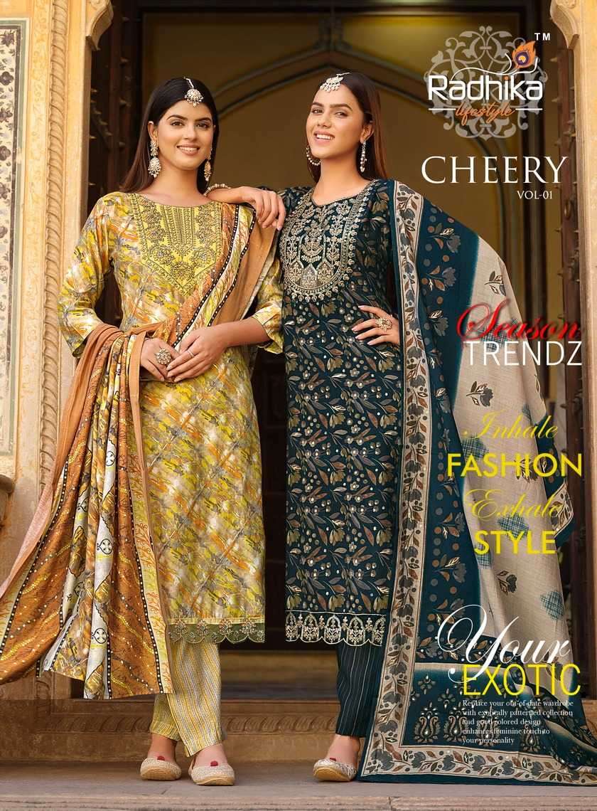 radhika lifestyle cherry vol 1 series 1001-1005 pure modal muslin suit 