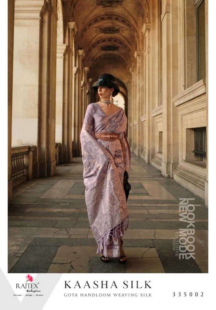 rajtex kaasha silk series 335001-335006 gota zari handloom weaving silk saree