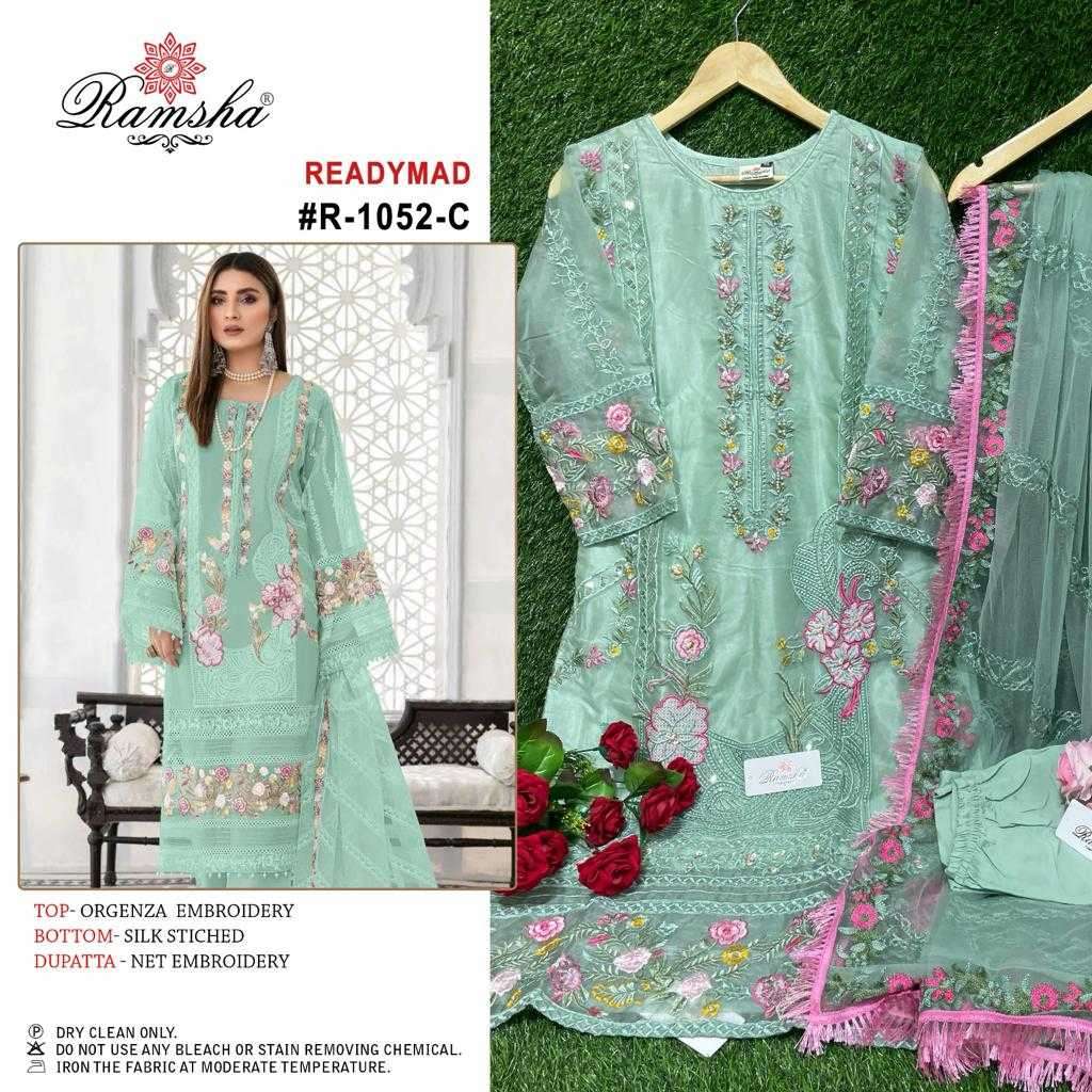 ramsha R-1052 organza embroidery suit