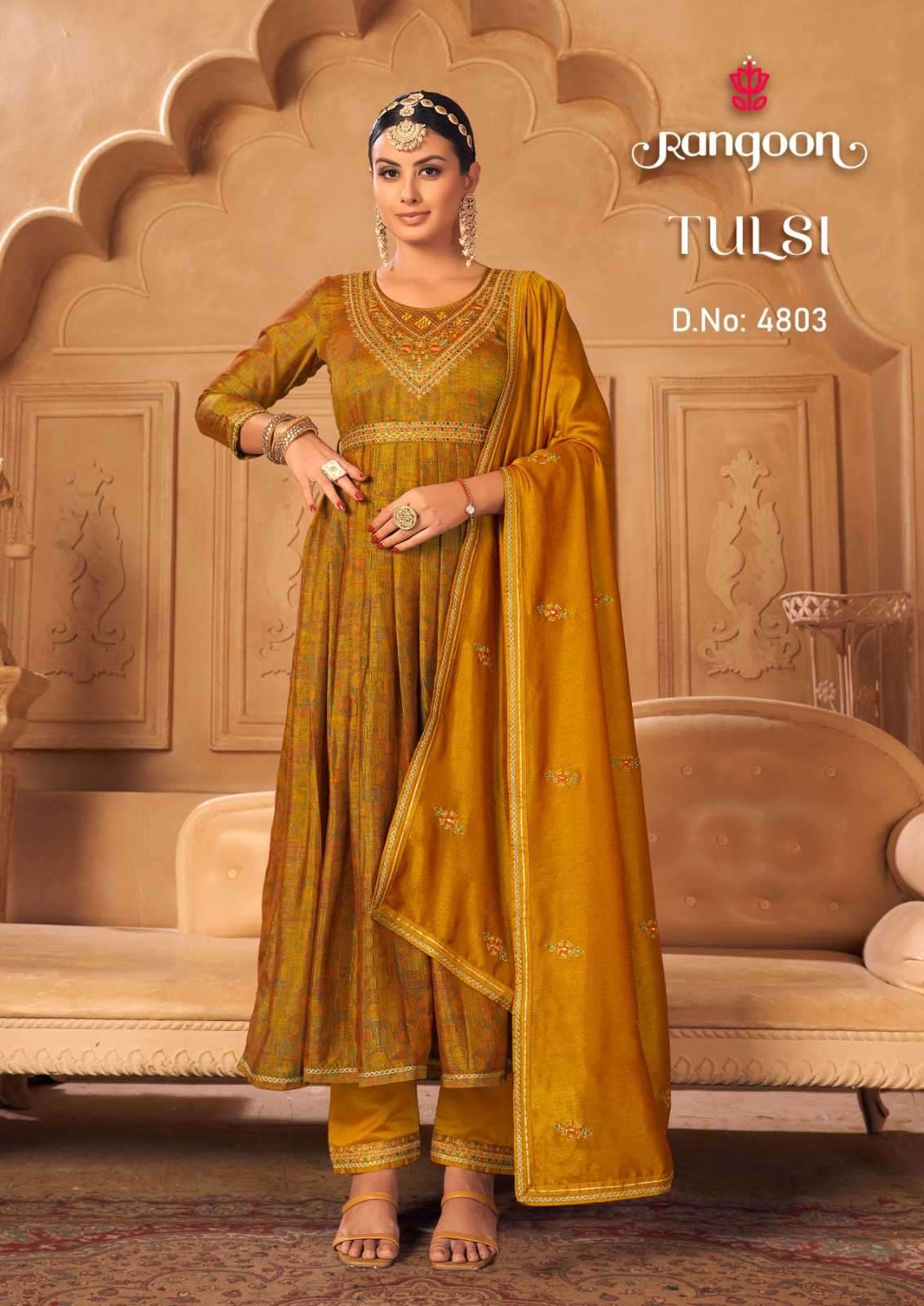 rangoon tulsi series 4801-4804 Silk Print With Fancy Work  suit
