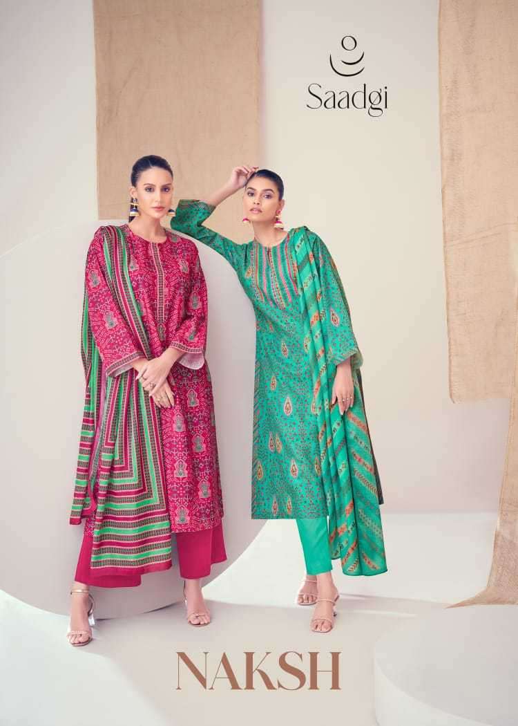 saadgi naksh pashmina twill digital print suit 